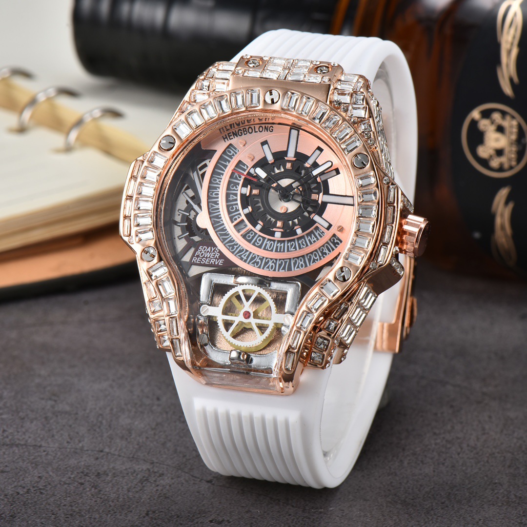 Omega Watch Constellation - フルダイヤモンドケース ビジネスラグジュアリー トップメンズ腕時計 ラバーストラップ カラー クリエイティブ装飾