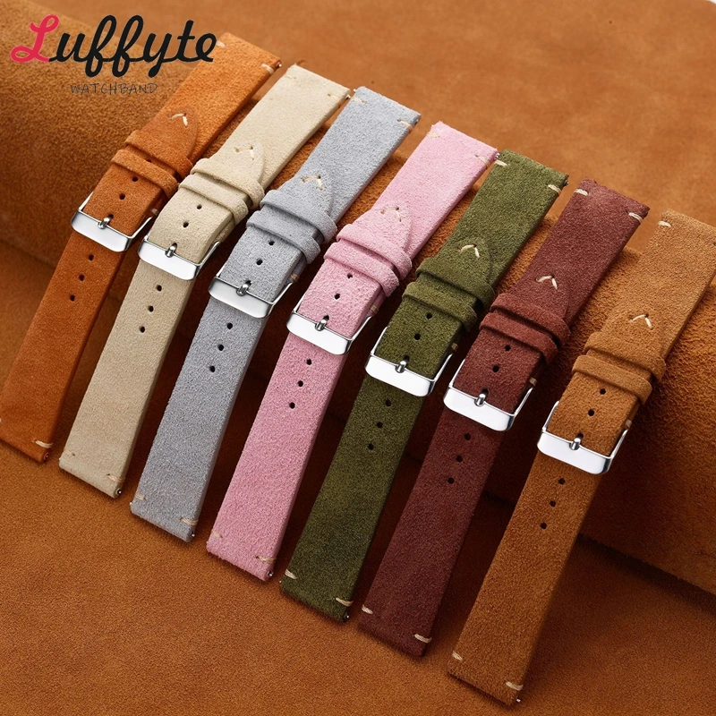 ヴィンテージスエード本革時計ストラップ 18 ミリメートル  - Suede Strap Watch のレビューと価格