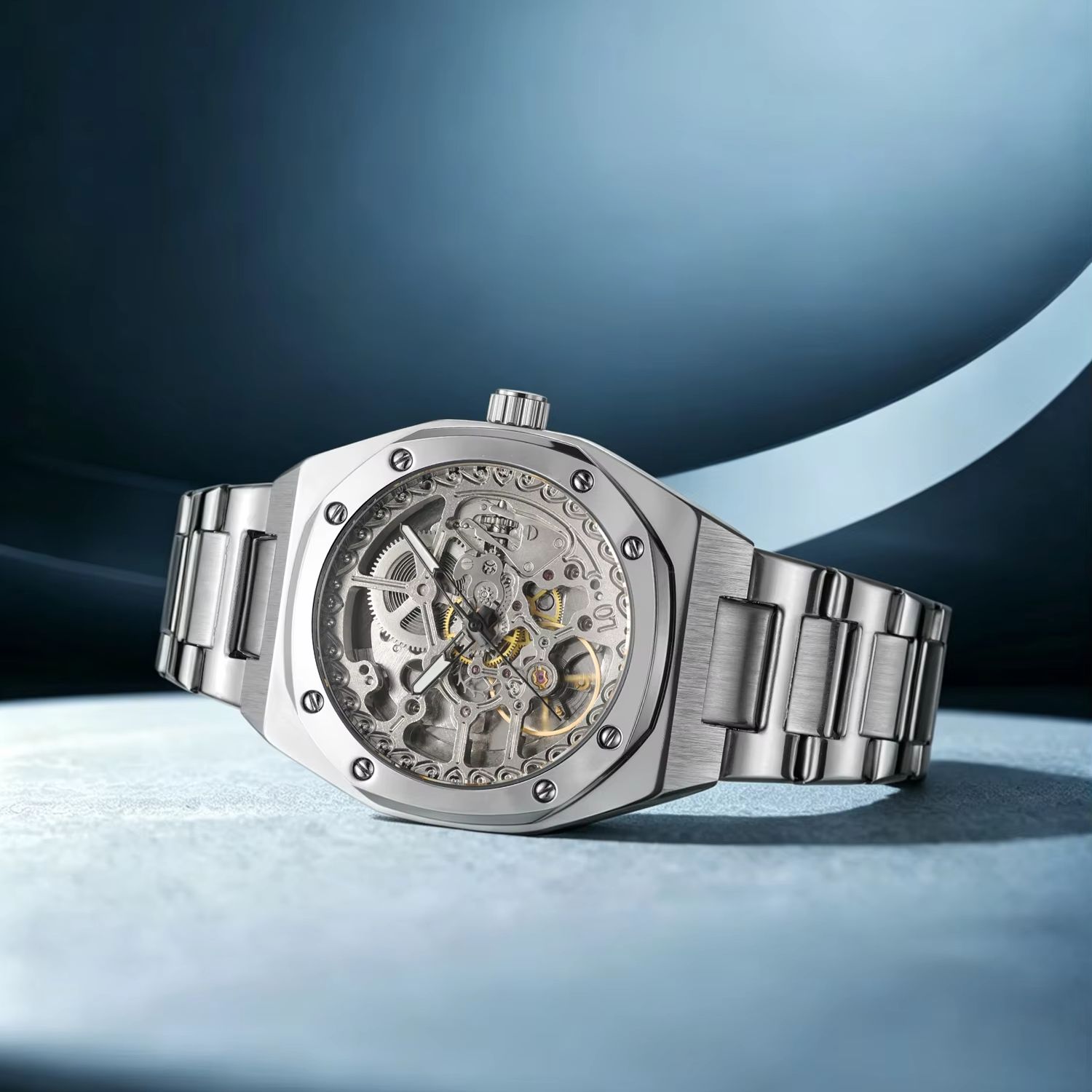 Forsining ロイヤルスケルトン機械式時計男性用発光針 - Patek Philippe Watch Nautilus のレビューと価格
