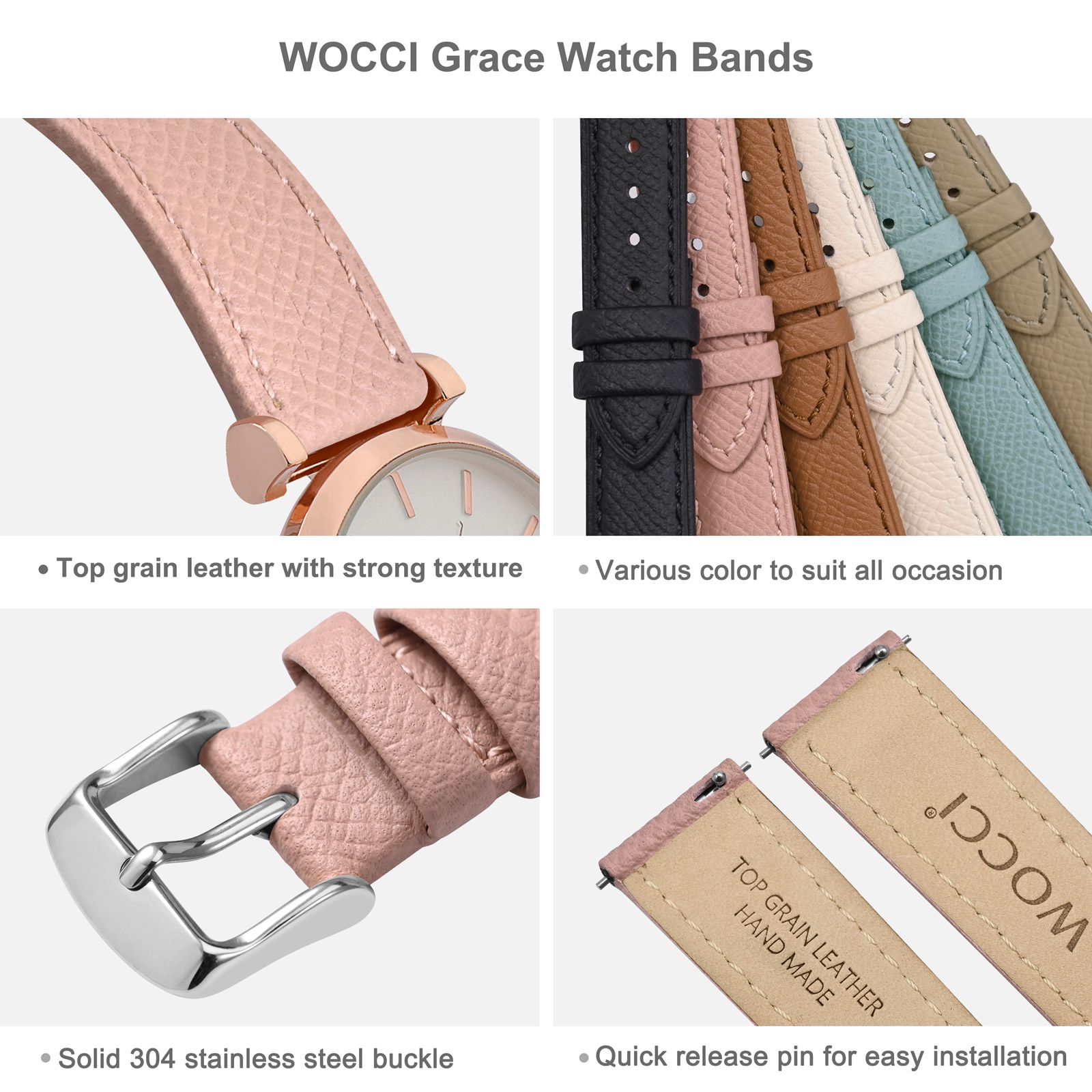 WOCCI トップグレインレザー時計バンド 12 13 14 - Suede Strap Watch のレビューと価格